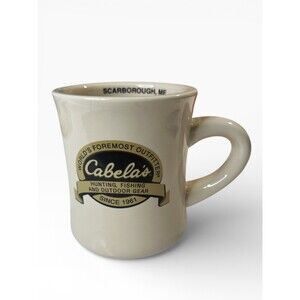 Cabela's Coffee Mug Retro Diner Style Scarborough Maine 12 Oz EUC
